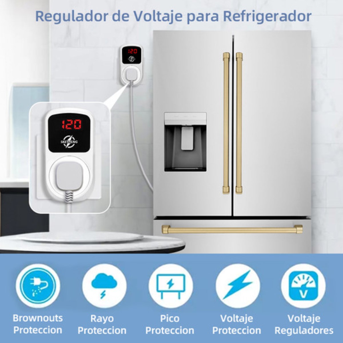Protector De Voltaje Para Refrigerador Regulador Lavadora Tv blanco