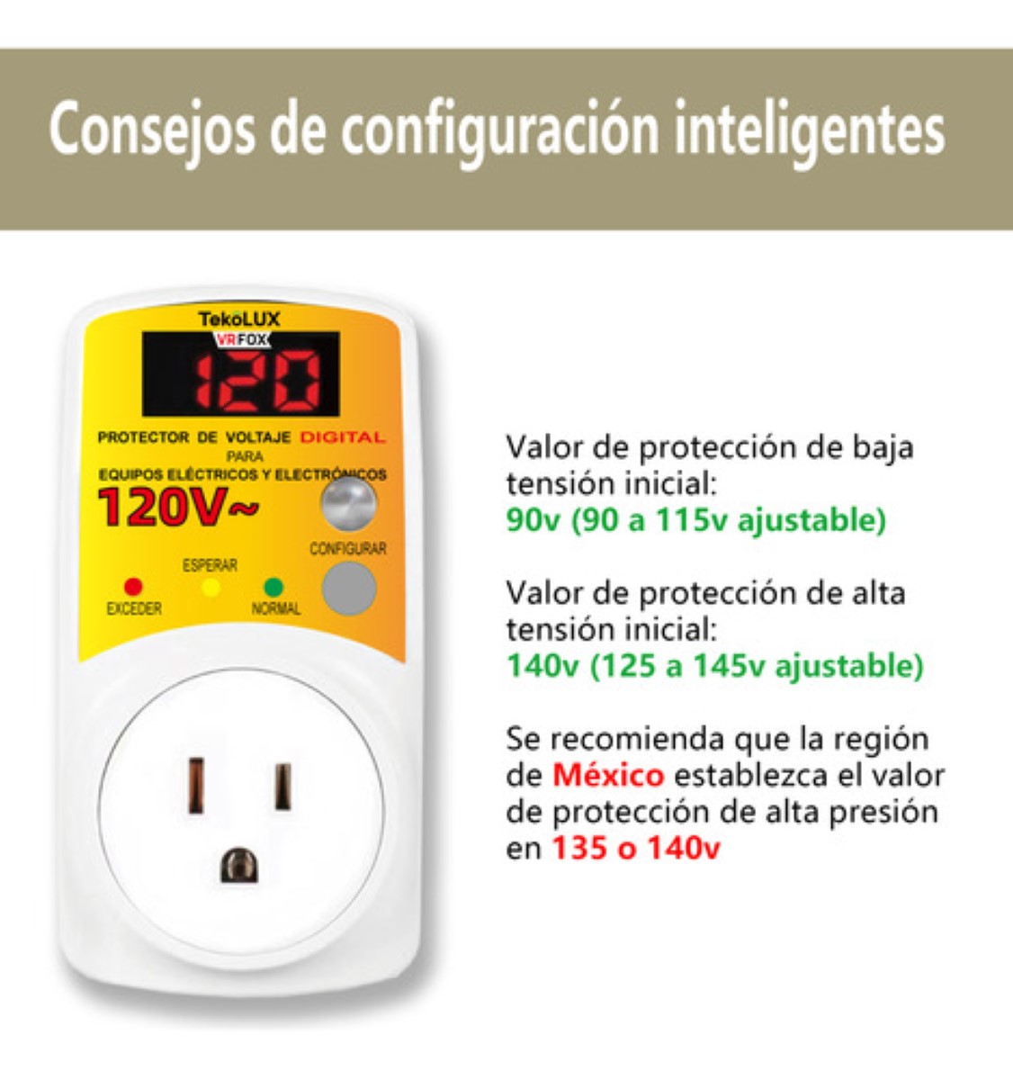 Protector Voltaje Ajustable/ Led Para Refrigerador, Lavadora blacno amarillo