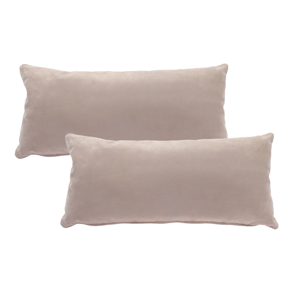 Cojines Rectangulares Decorativos de Terciopelo, con Cierre y Funda Interior, EDELWEISS  para un Toque de Elegancia Beige  2 piezas