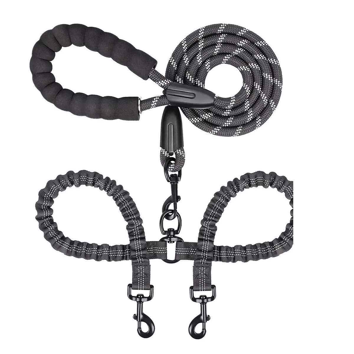 Correas Para Doble Perros Resistencia Fuerte Rotación 360 ° Negro