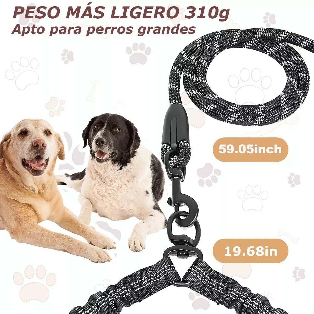 Correas Para Doble Perros Resistencia Fuerte Rotación 360 ° Negro