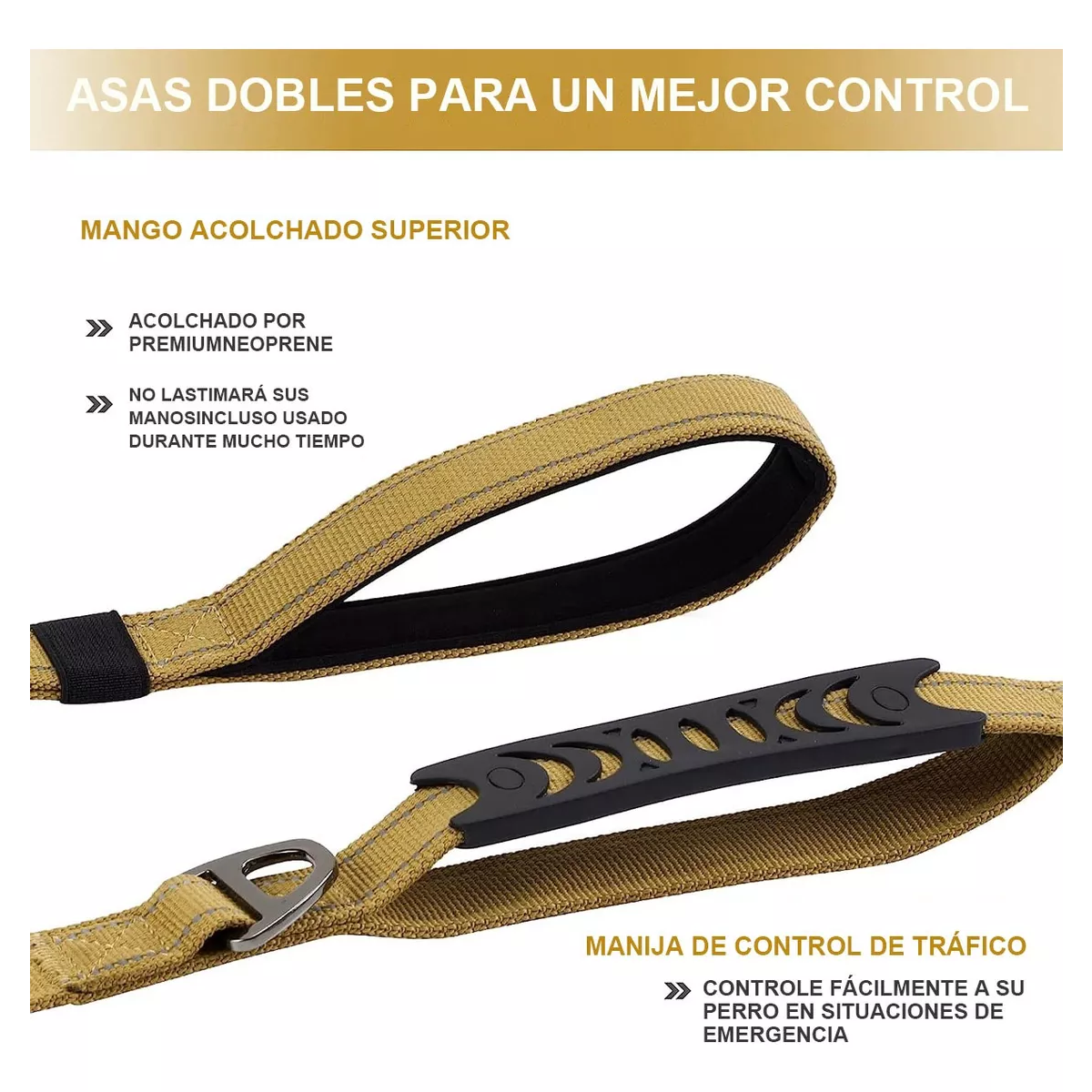 Correa Cinturón De Seguridad Para Perro Grande Reflectante Caqui