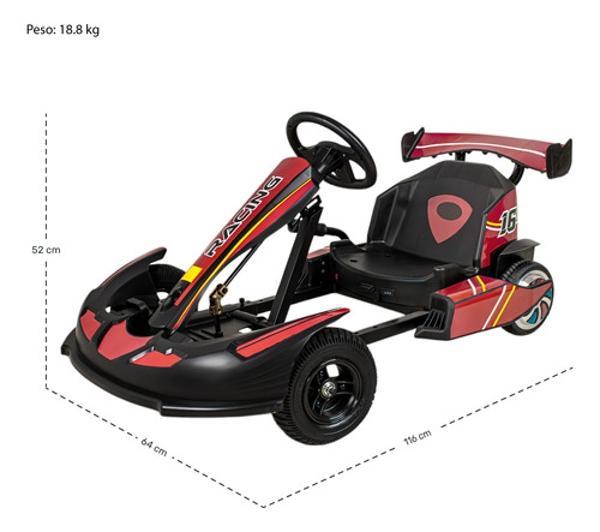 Go Kart Electrico 36v 25km/h 3 Velocidades Niños +8 Años E-Be Rojo