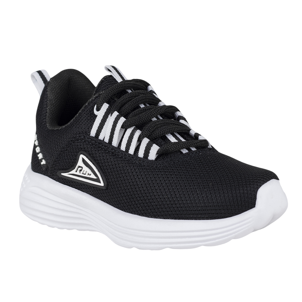 Tenis Negro Para Niño Running Run Premium 380 Ngr Blanco Deportivo