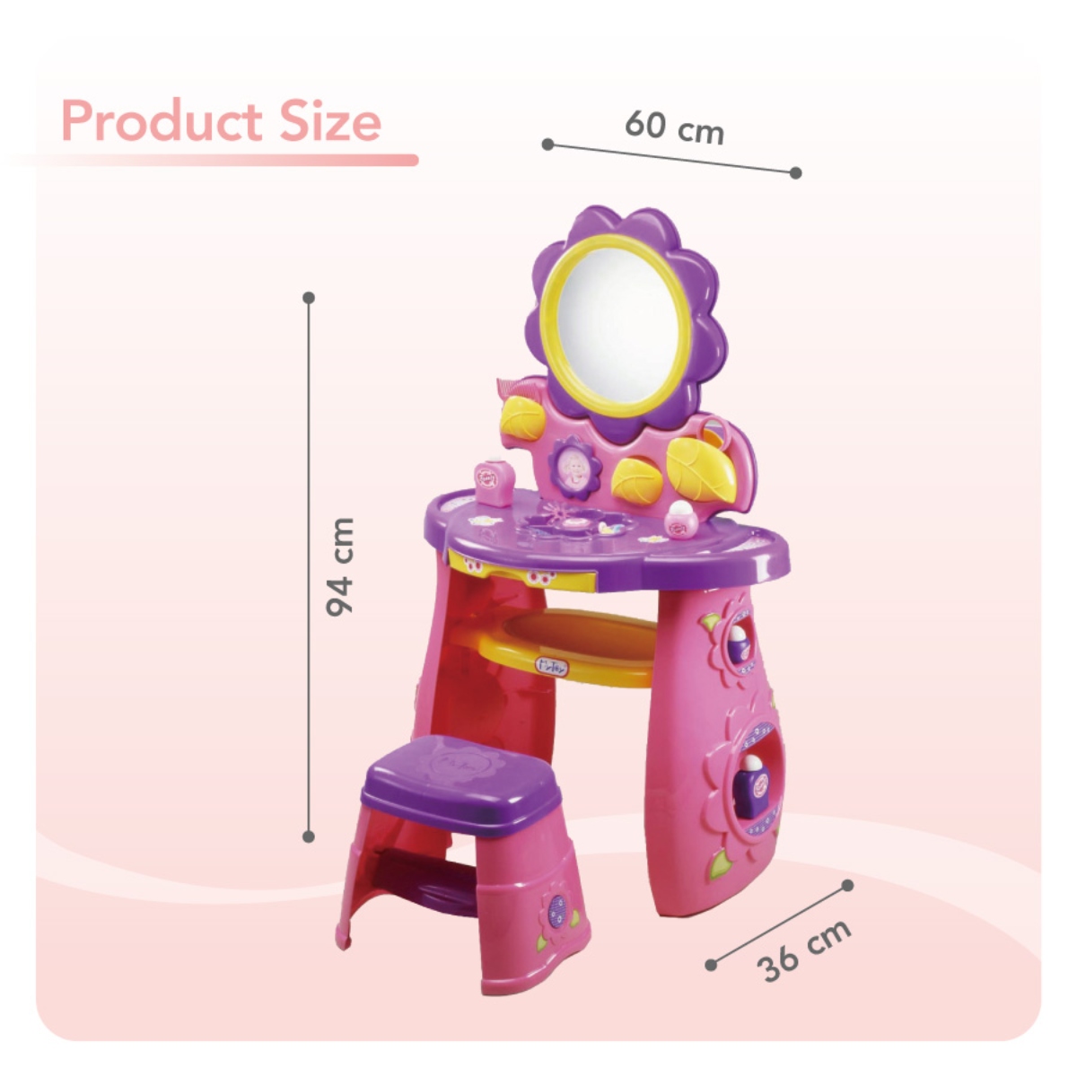 Tocador de Niña de Juguete Mytek 5556 Set Beauty Queen Rosa/Morado ALBY6