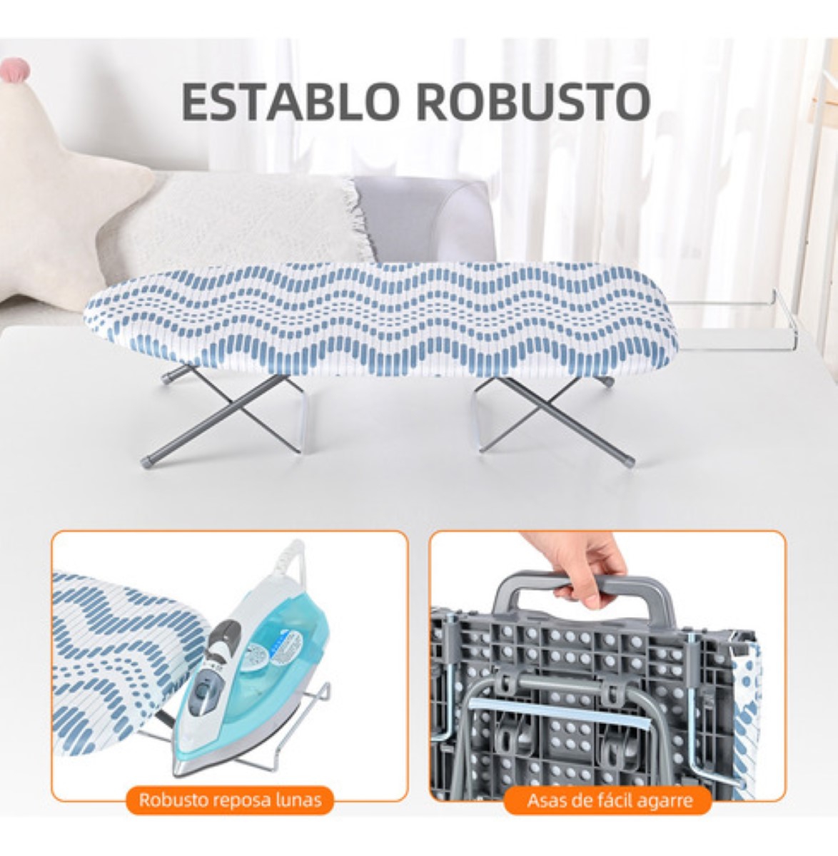 Tabla De Planchar De Sobremesa Con Soporte Para Plancha BLANCPO AZUL