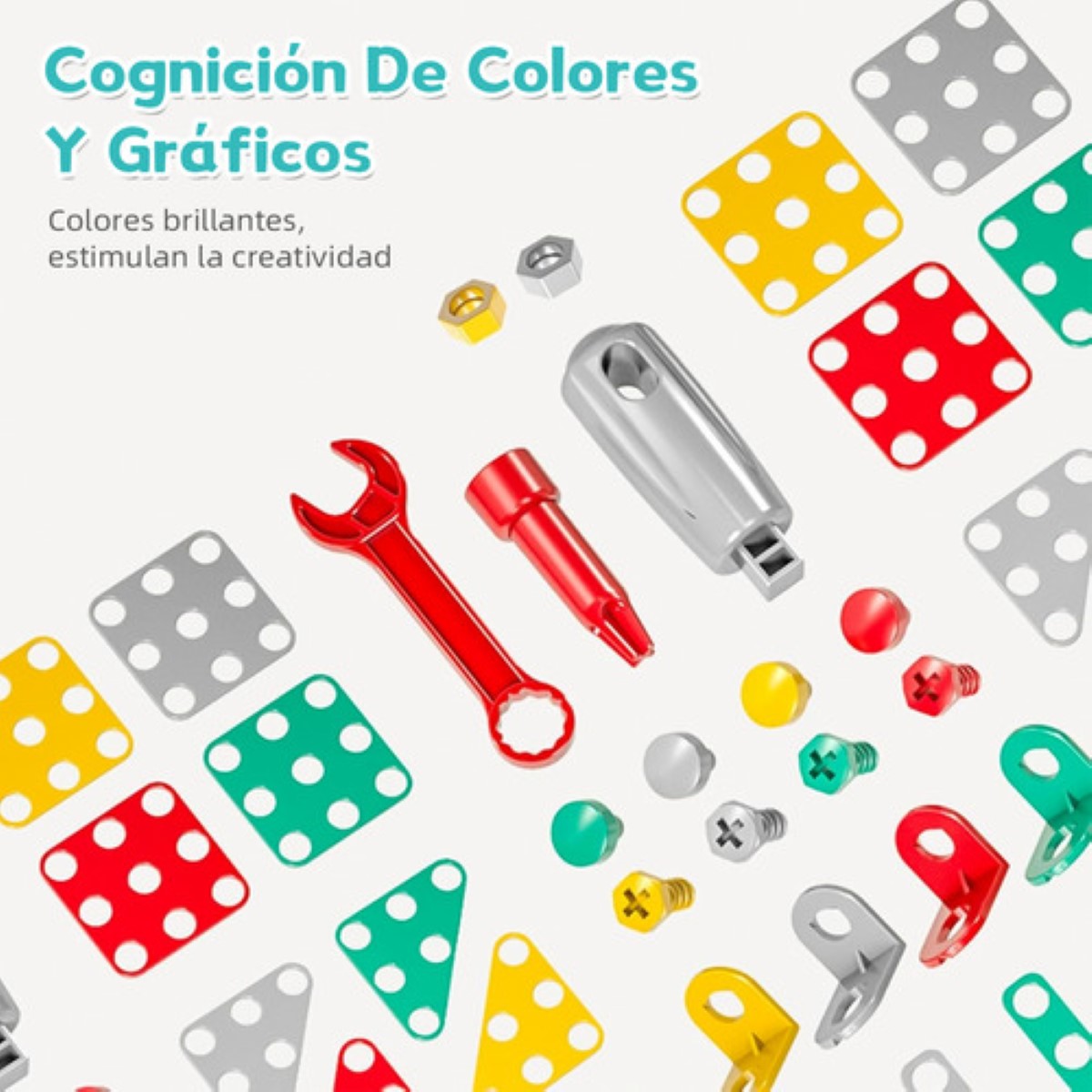Caja De Herramientas De Juguete Para Niños 225pcs Educativos VERDE CLARO
