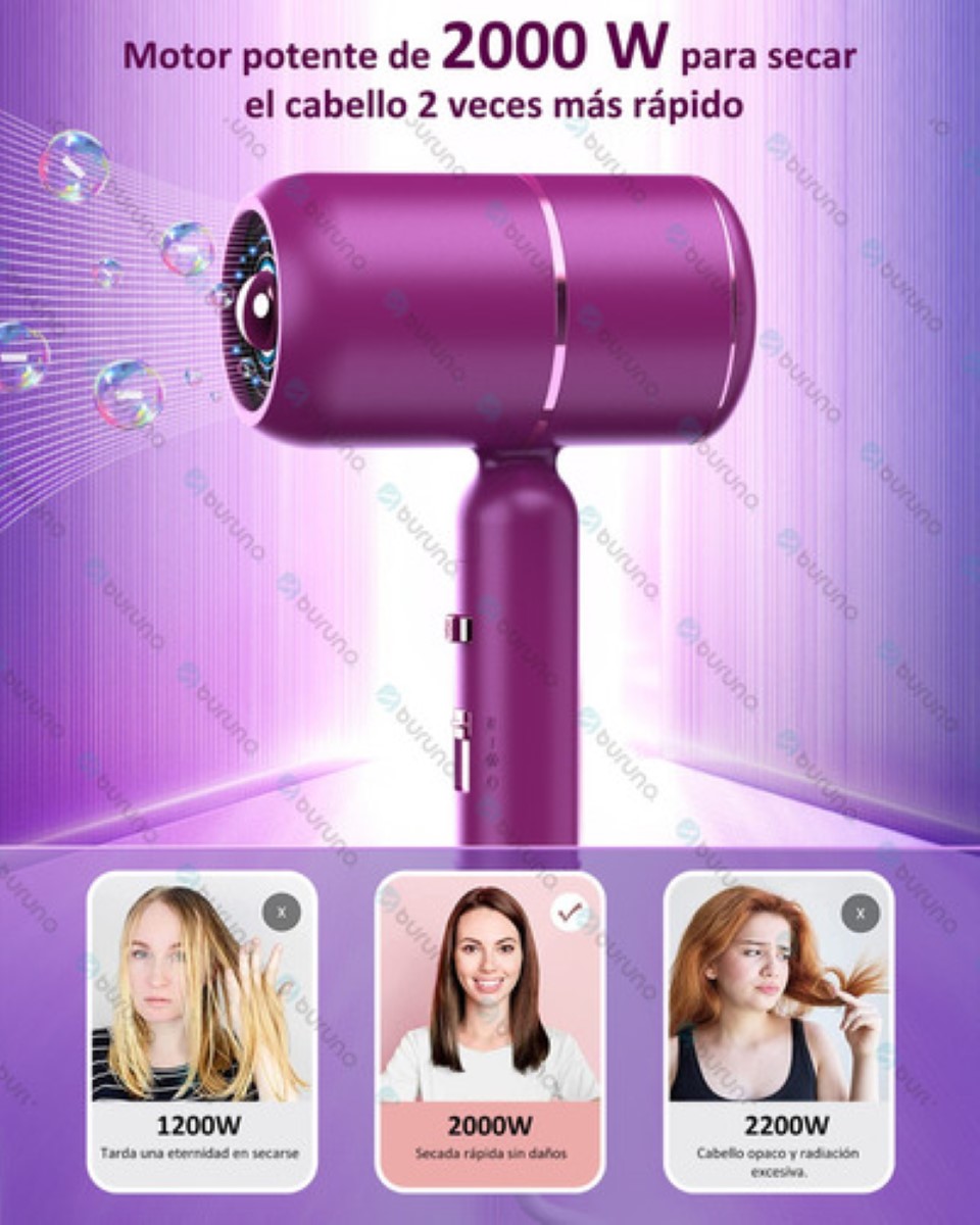 Secadora Para Cabello Secadora De Cabello Con Difusor 1800w  MORADO