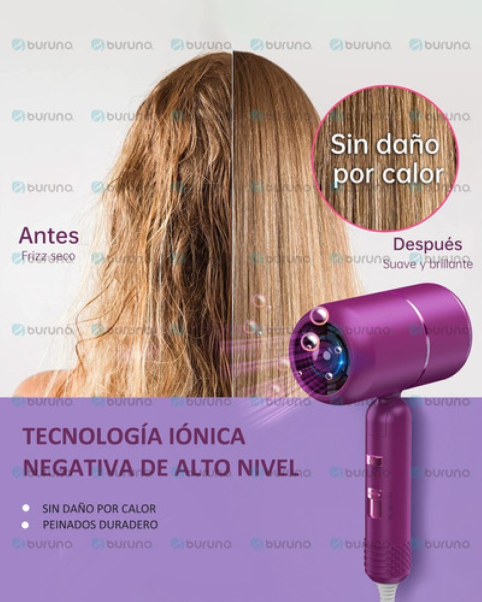 Secadora Para Cabello Secadora De Cabello Con Difusor 1800w  MORADO