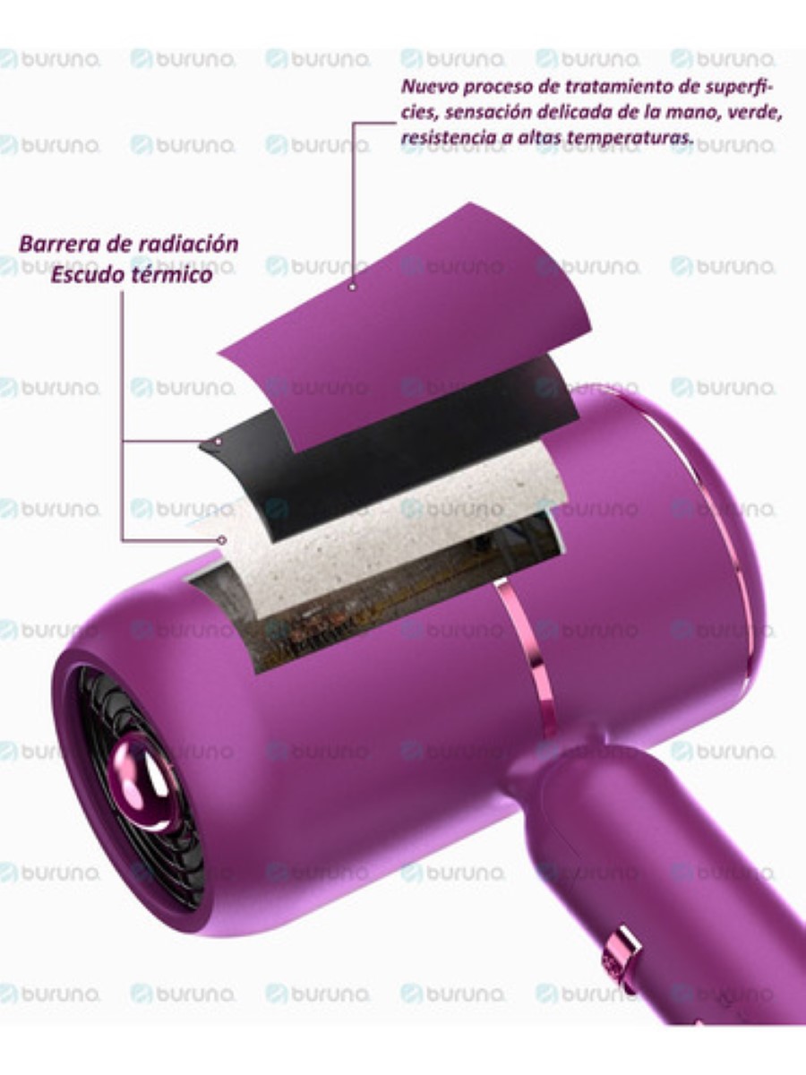 Secadora Para Cabello Secadora De Cabello Con Difusor 1800w  MORADO