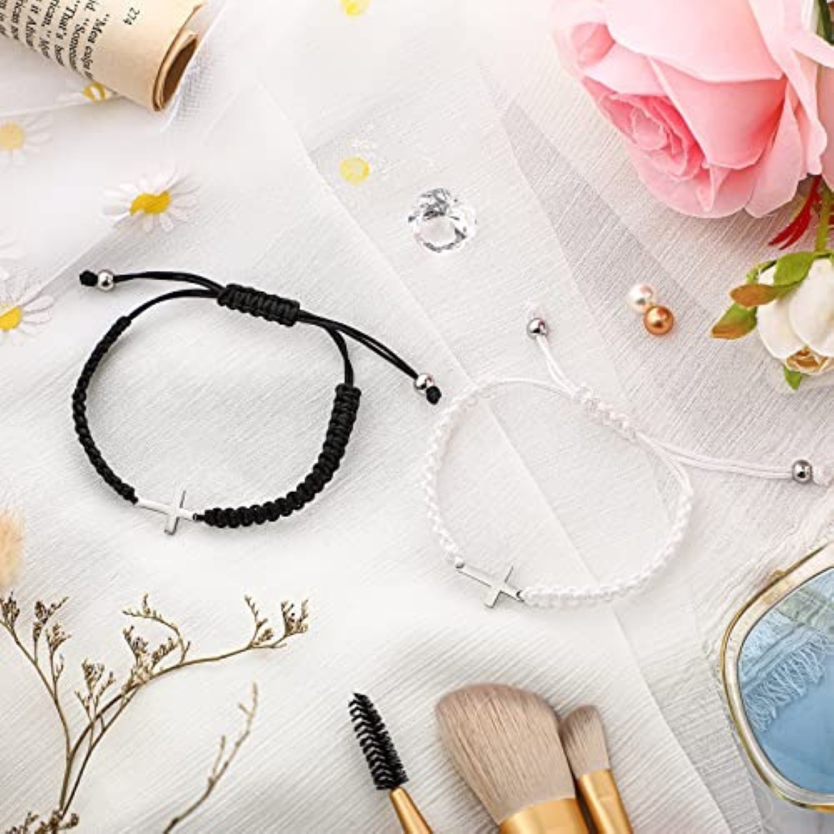 Pulsera Pareja Cruz Joyeria Acero Inoxidable Regalos Mujer