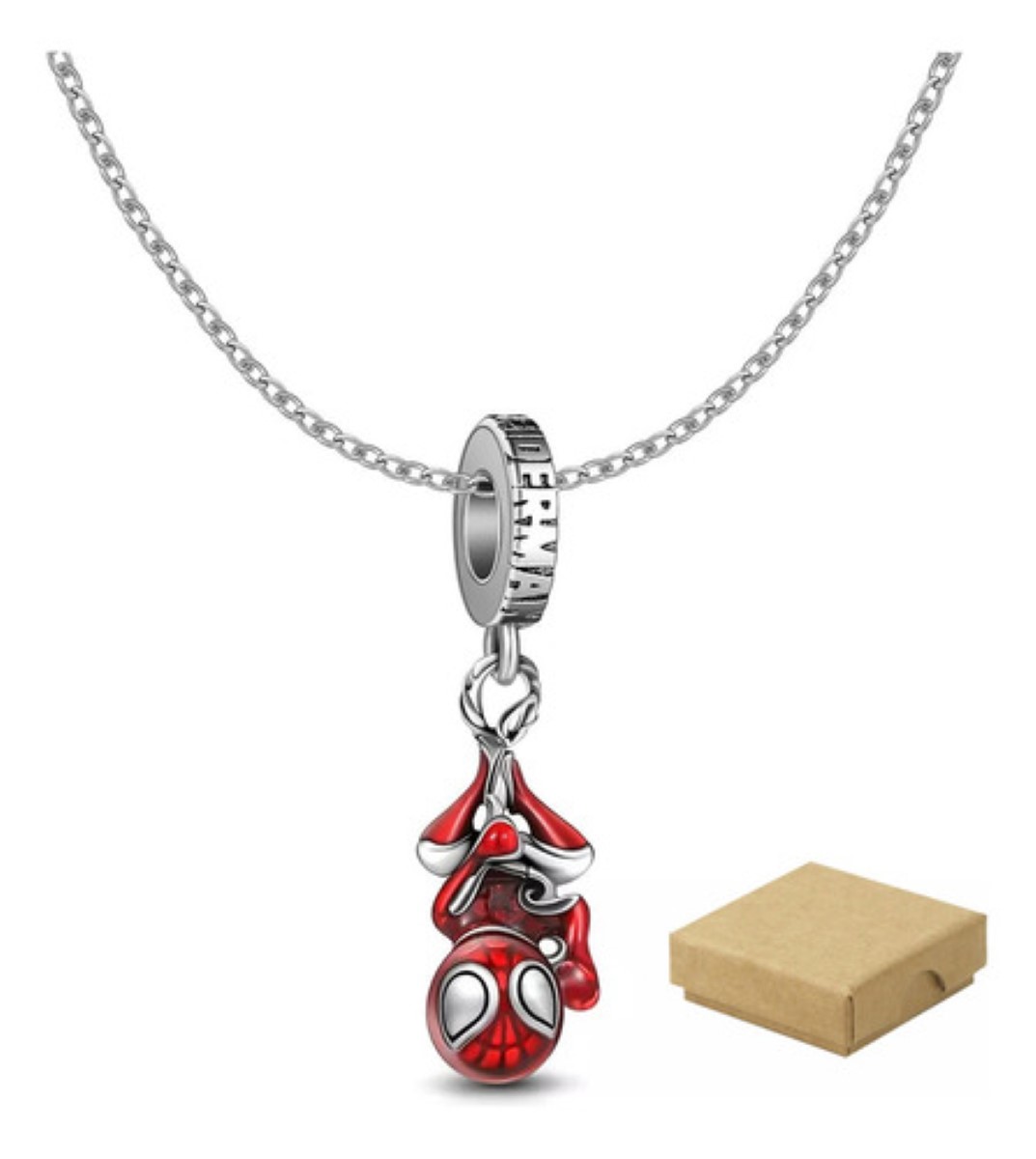Collar 925 En Plata Con Dije Los Vengadores Spiderman Red 
