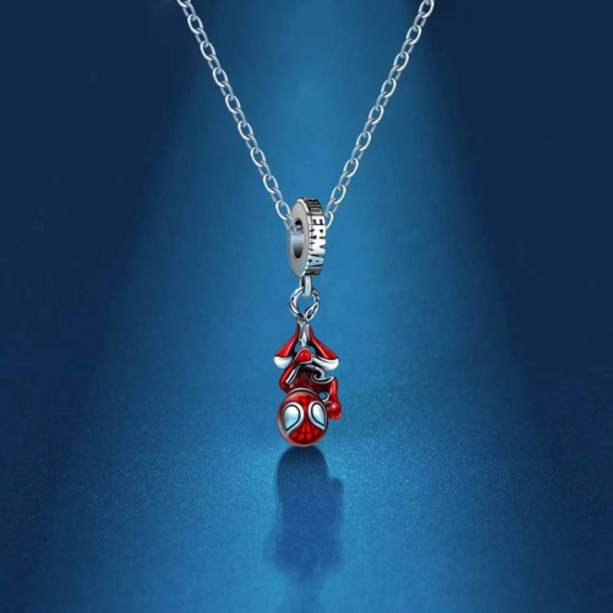 Collar 925 En Plata Con Dije Los Vengadores Spiderman Red 