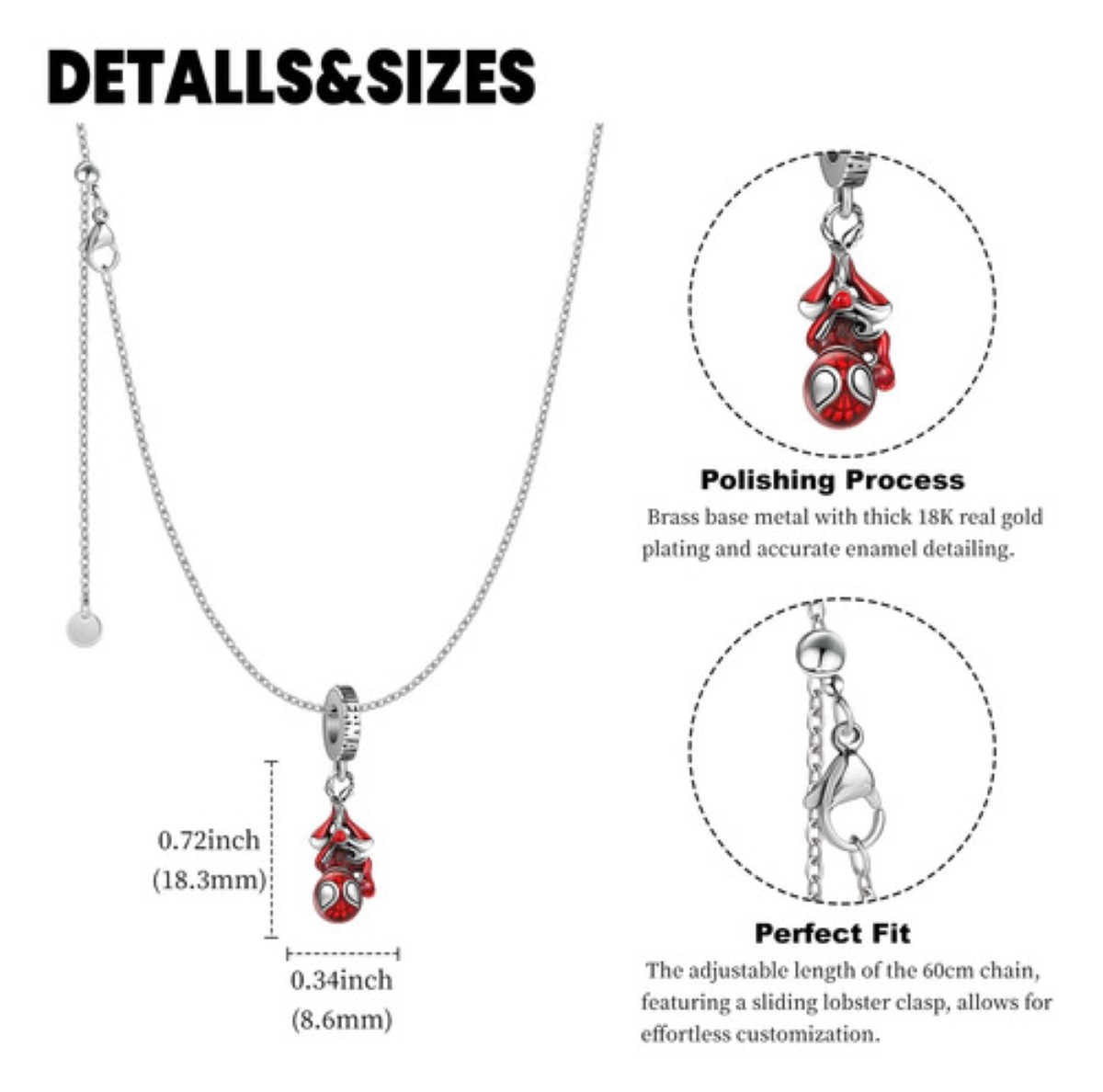 Collar 925 En Plata Con Dije Los Vengadores Spiderman Red 