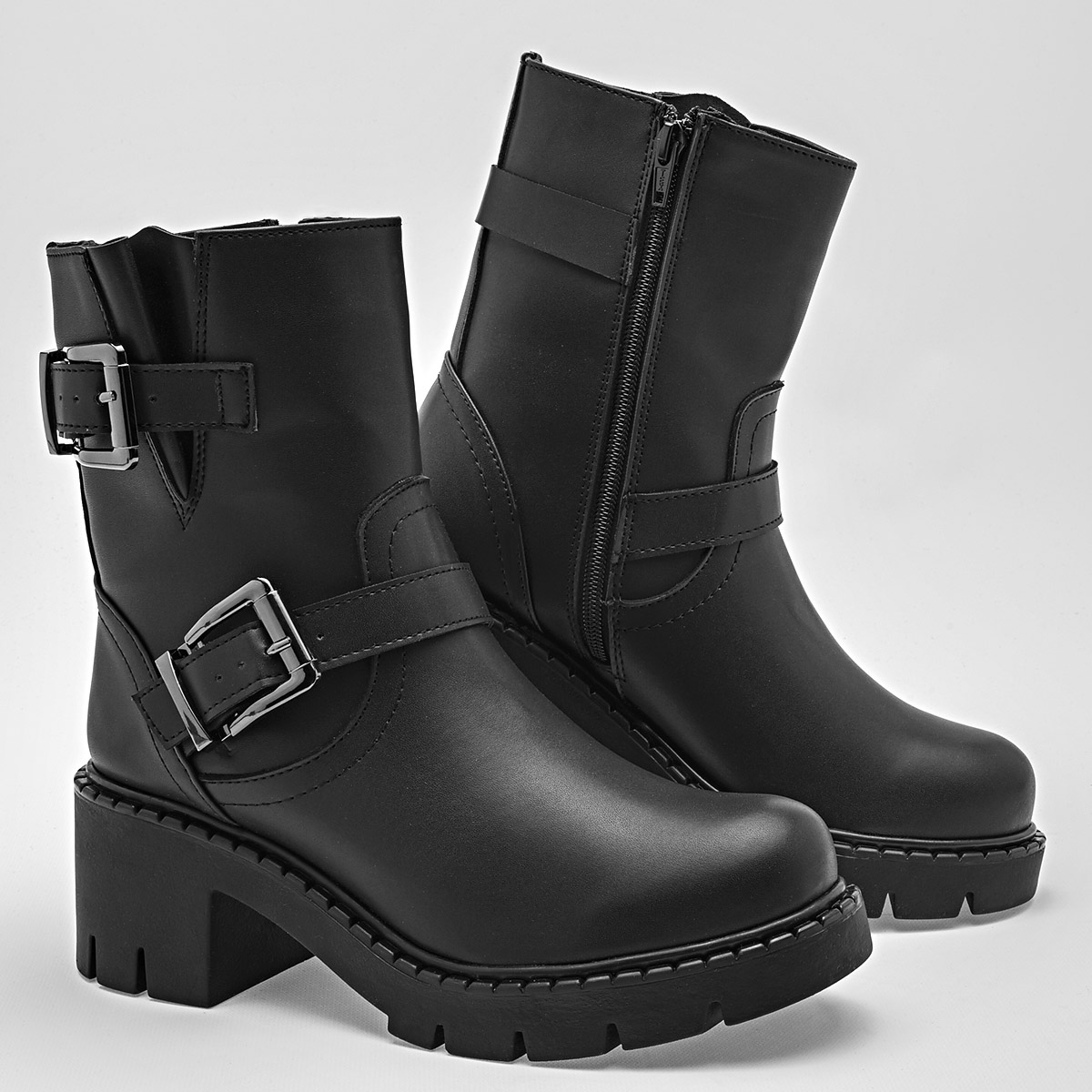 Kiut Botin Casual Mujer Tacon 6 cm Tubo 17 cm Color  Negro E9