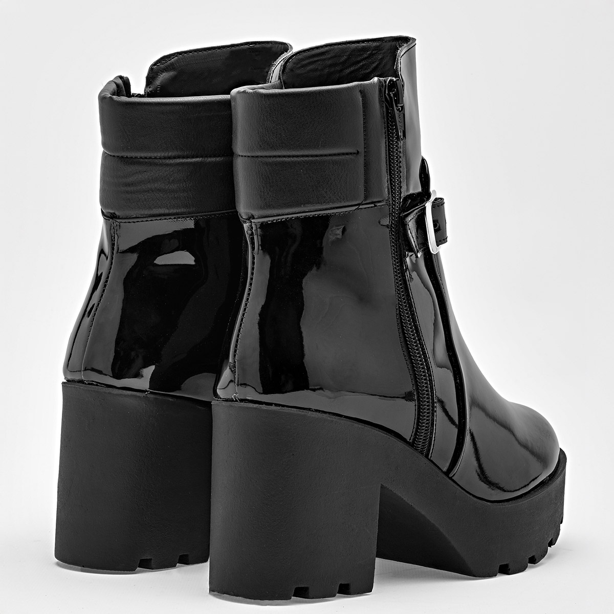 Hge Botin Charol Urbano  Mujer Tacon 8 Tubo 14cm Color Negro E9