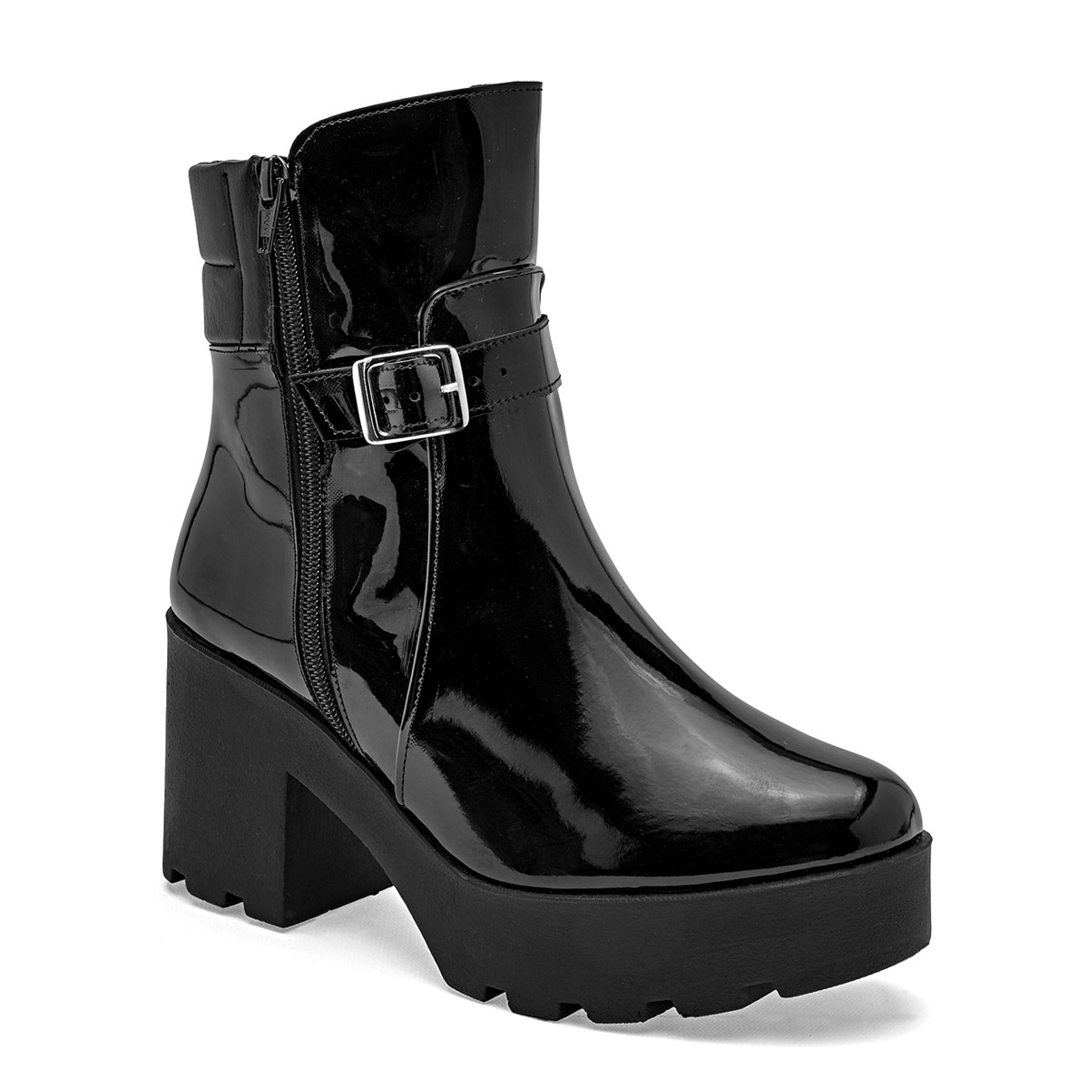 Hge Botin Charol Urbano  Mujer Tacon 8 Tubo 14cm Color Negro E9