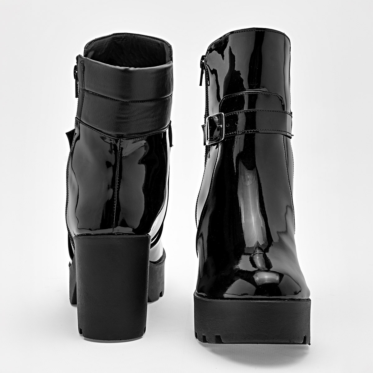 Hge Botin Charol Urbano  Mujer Tacon 8 Tubo 14cm Color Negro E9