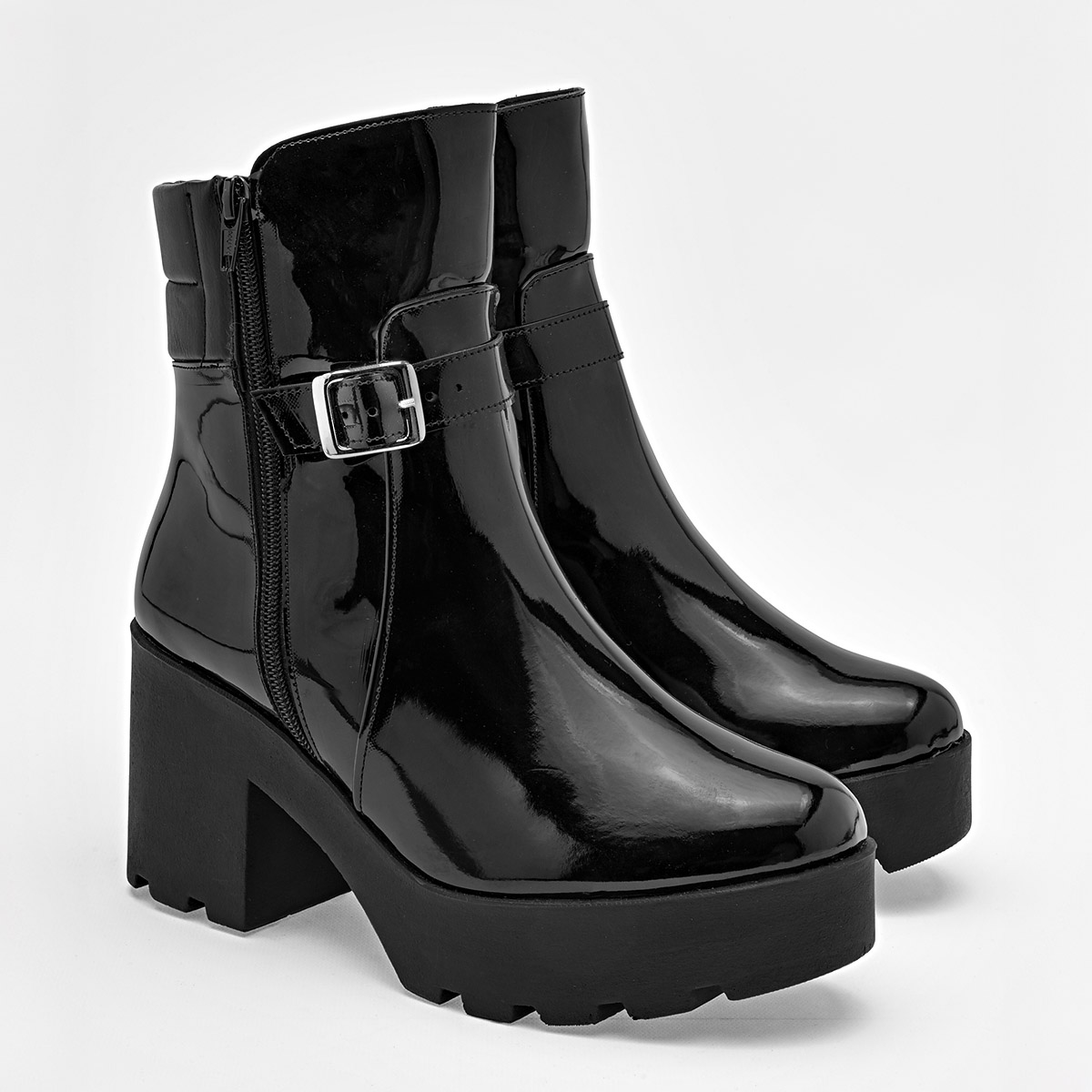 Hge Botin Charol Urbano  Mujer Tacon 8 Tubo 14cm Color Negro E9