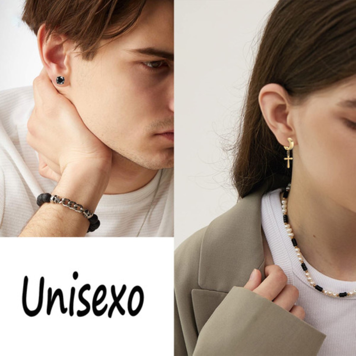 30 Piezas Aretes Falsos Piercing Hombre Imán Acero Cruz NEGRO PLATA DORADO AZUL