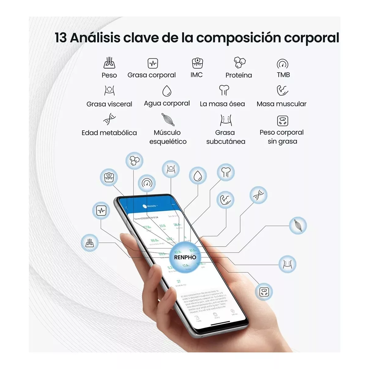 Báscula digital bioimpedancia inteligente bluetooth 180kg peso