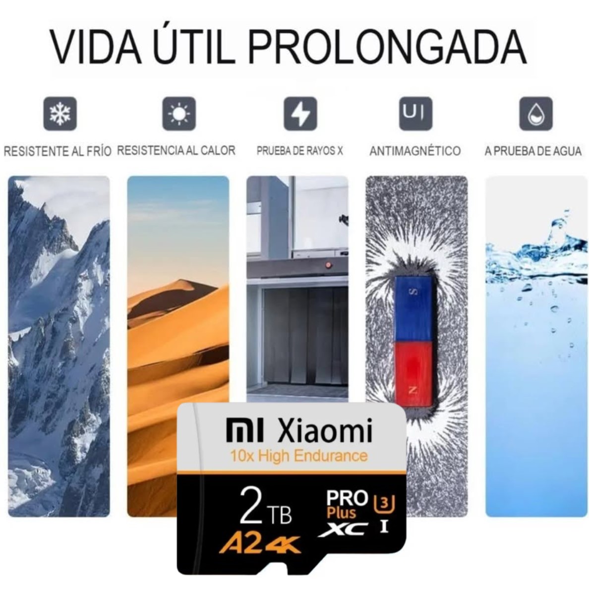 Memoria micro SD 2TB U3 XC alta velocidad vídeo 4K A2 Flash SD PRO PLUS cel pc lap cámara ip negro