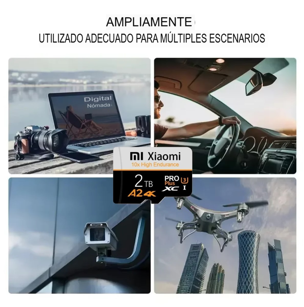 Memoria micro SD 2TB U3 XC alta velocidad vídeo 4K A2 Flash SD PRO PLUS cel pc lap cámara ip negro