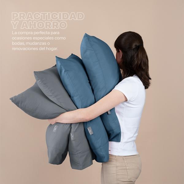 Sábanas de Microfibra Set de 2 Juegos Queen Size, Paquete con Sábanas Hipoalergénicas, Suaves y Frescas + Fundas (Azul y Gris Oscuro) REAL TEXTIL