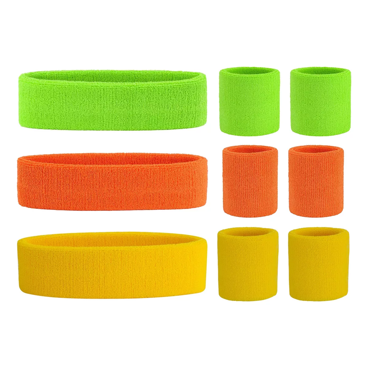 9pzs Elástica Diadema Banda Deportiva Cabeza Sudor Muñequera Amarillo naranja verde