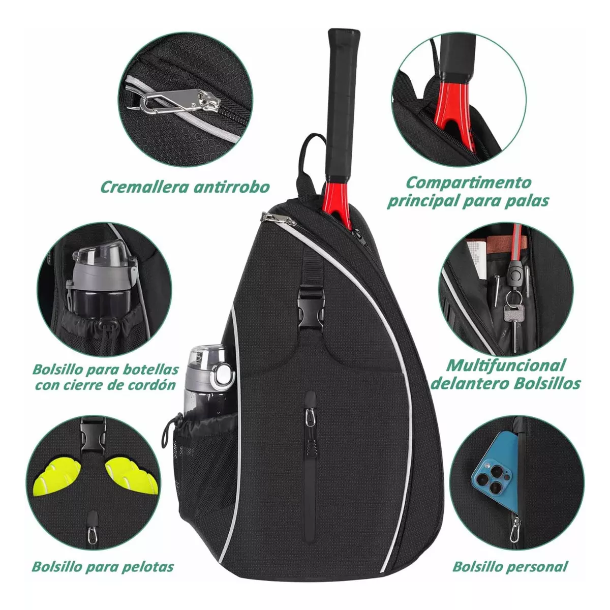 Mochila Tennis Bag Para Hombres Y Mujeres Negro