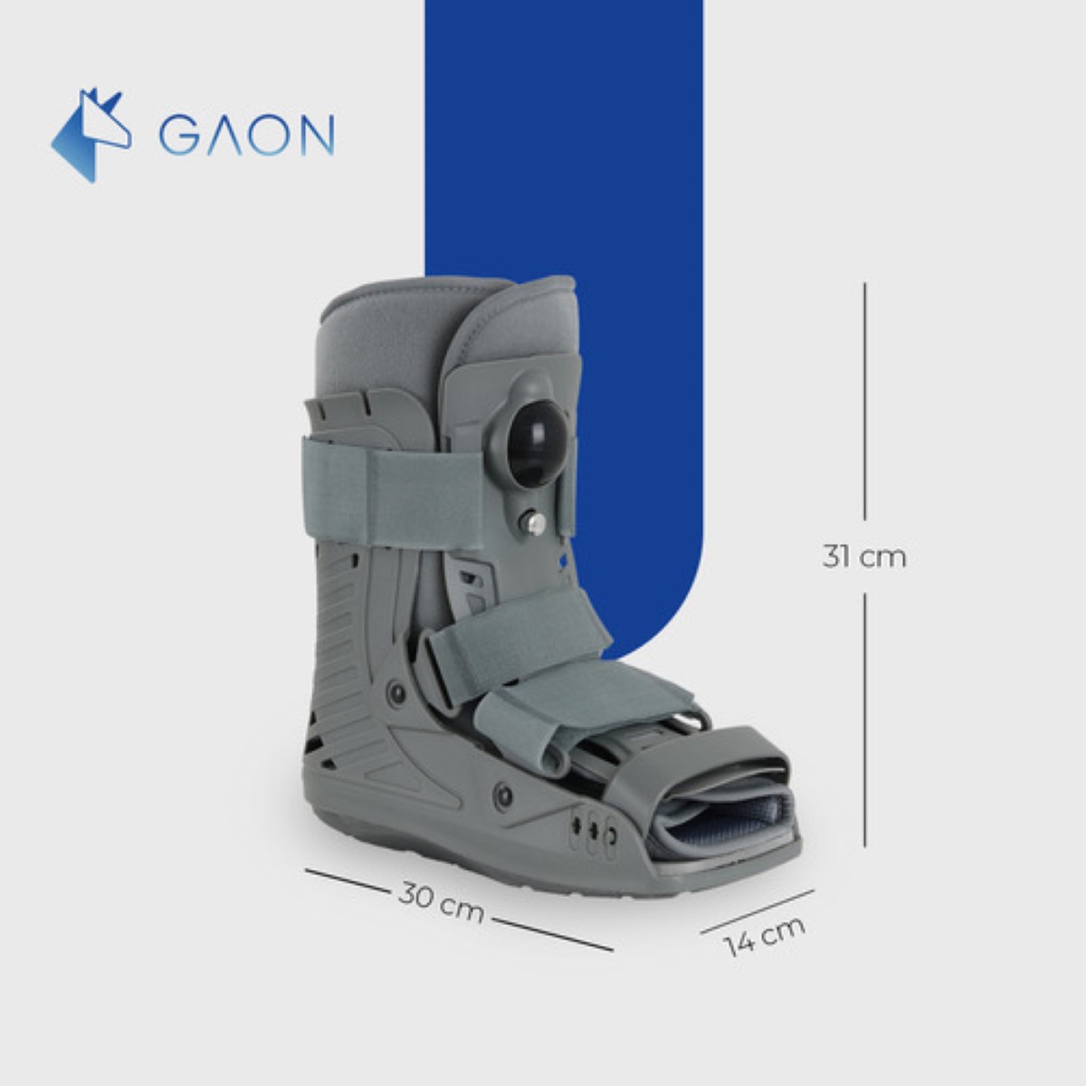 Bota Ortopedica Larga Ferula Inmovilizador De Tobillo Y Pie gris