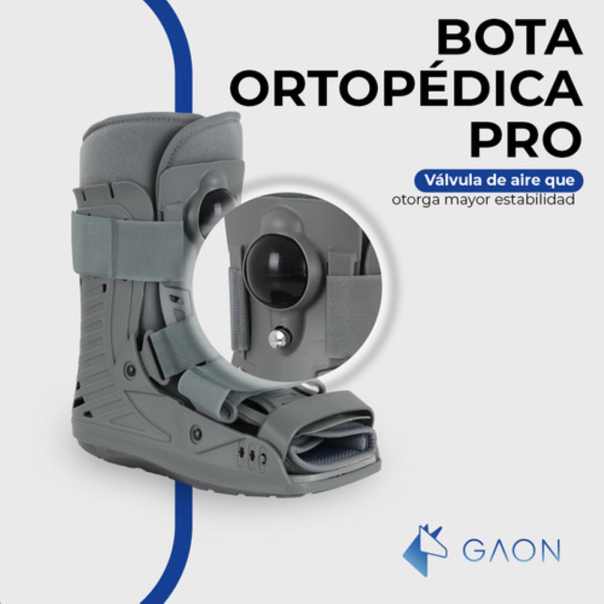 Bota Ortopedica Larga Ferula Inmovilizador De Tobillo Y Pie gris