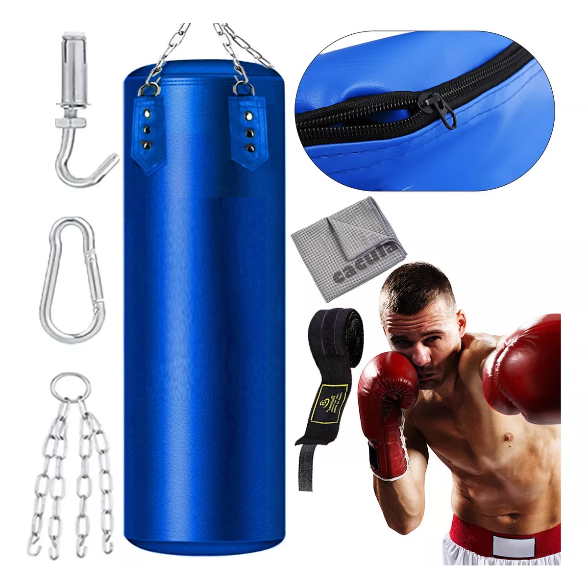 Saco Boxeo Costal Profesional Artes Marciales Uso Rudo 80cm Color Azul
