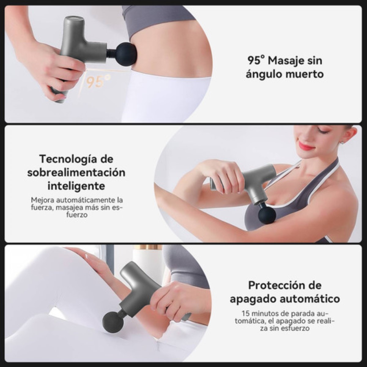 Pistola Masajeadora De Músculos Cabeza Masaje 8 Accesorios ROSA