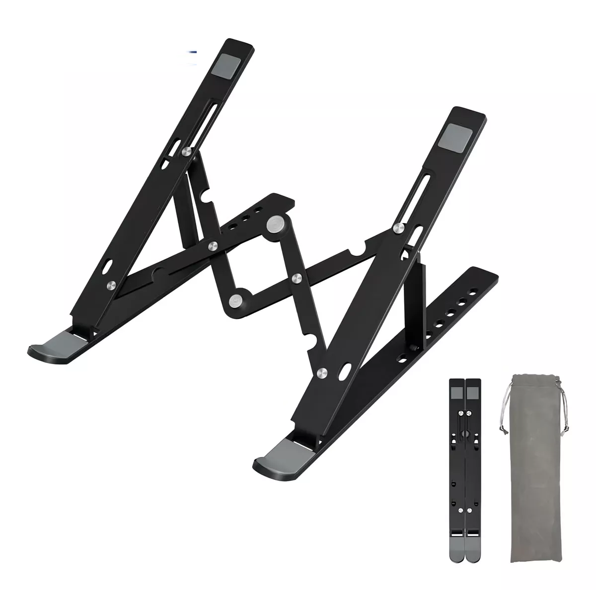 Base Soporte Para Laptop De Aluminio, Plegable, Portátil Y Ajustable Color Negro