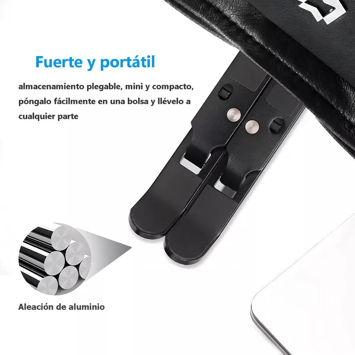 Base Soporte Para Laptop De Aluminio, Plegable, Portátil Y Ajustable Color Negro