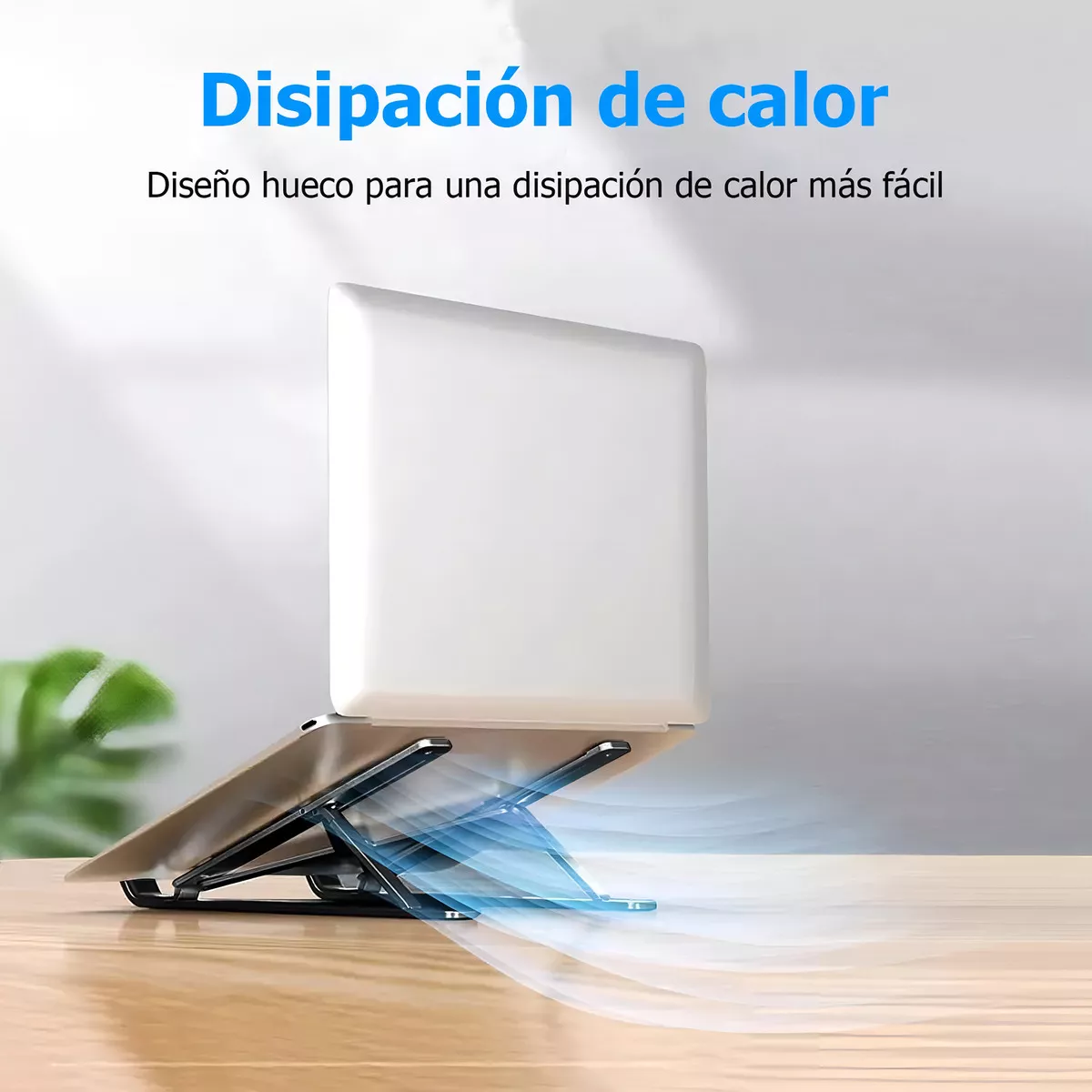 Base Soporte Para Laptop De Aluminio, Plegable, Portátil Y Ajustable Color Negro