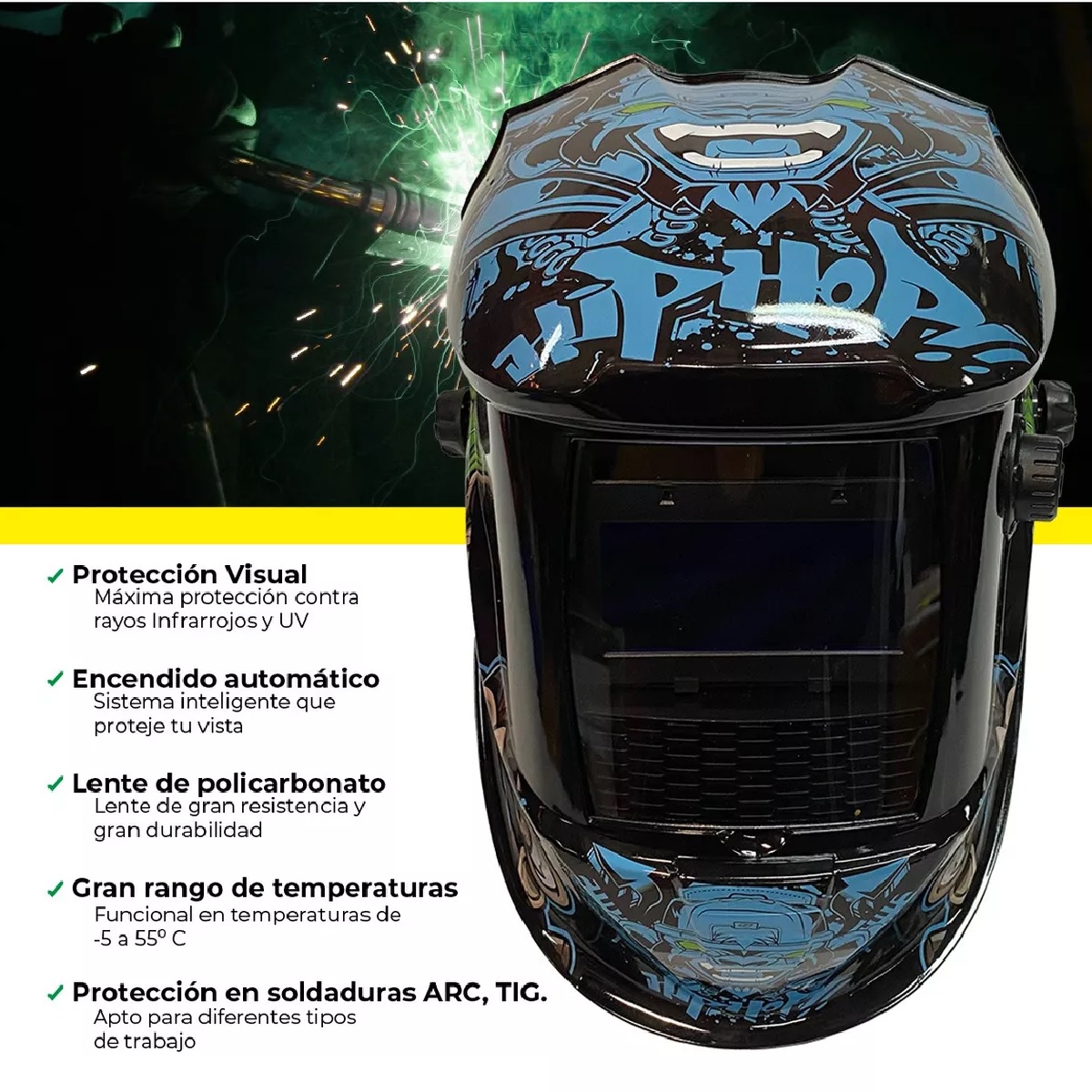 Careta Electronica Para Soldar Uso Industrial Parazzini