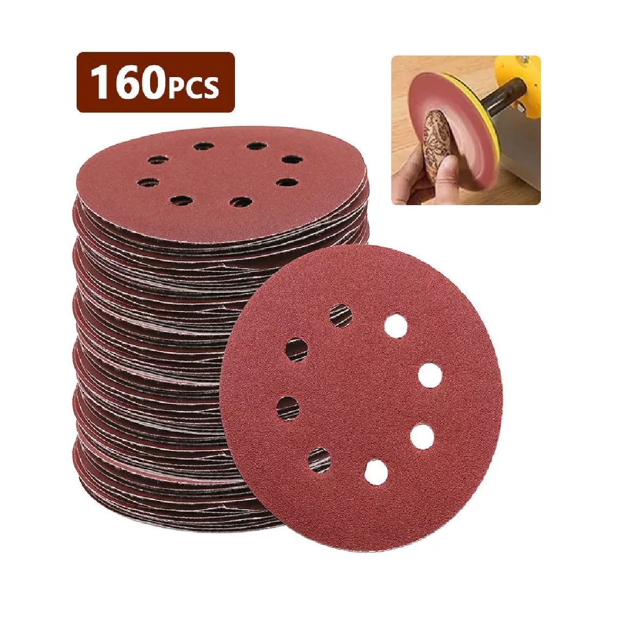 160 Piezas Discos De Lija Perforado De 5 Pulgadas 60-2000#