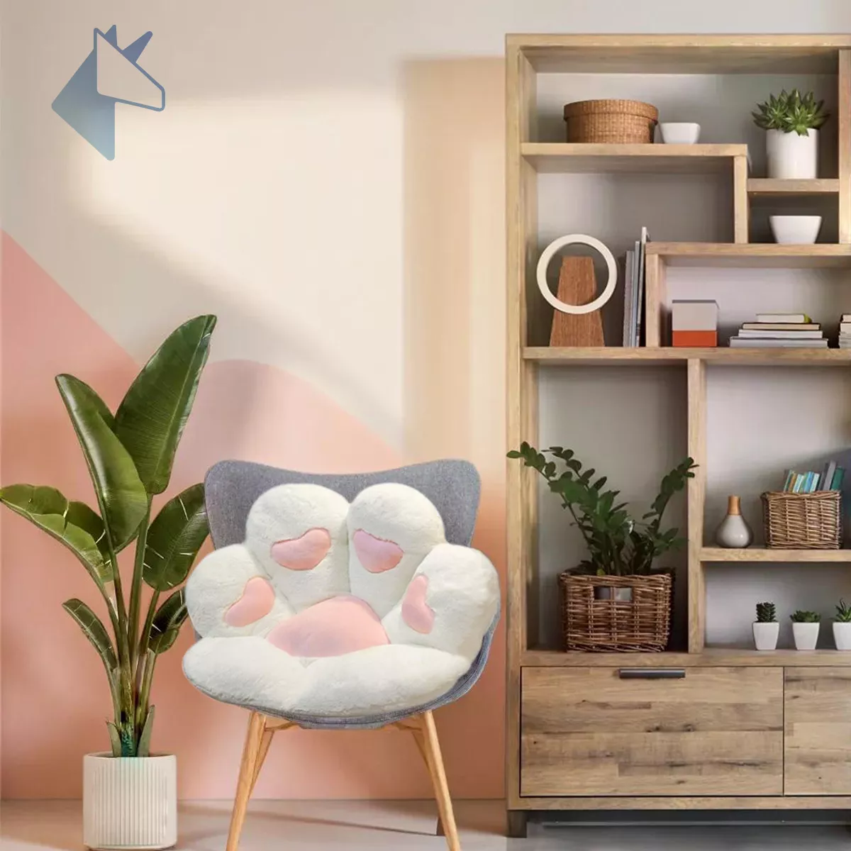Cojin Decorativo Almohada Para Sala O Sillas De Pata De Gato Gris/Rosa