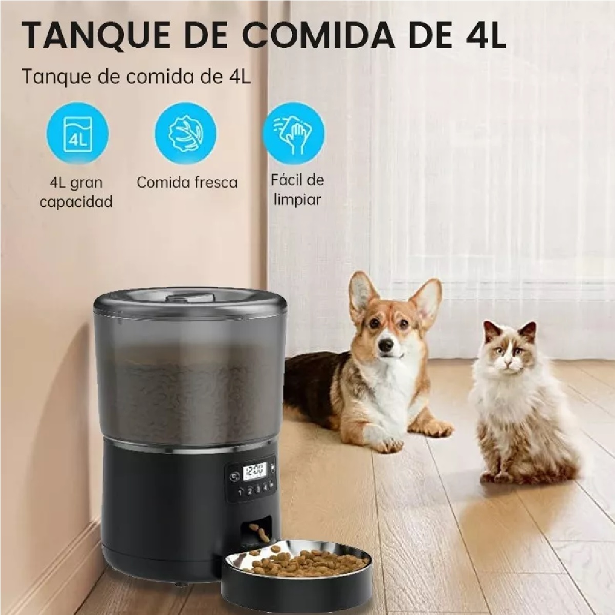 4l Alimentador Automatico Perro Gato Mascota Pantalla Touch
