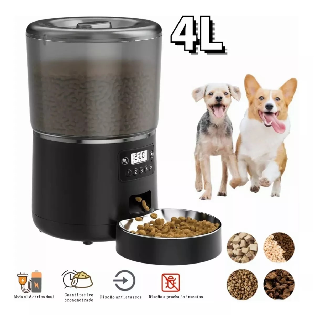 4l Alimentador Automatico Perro Gato Mascota Pantalla Touch