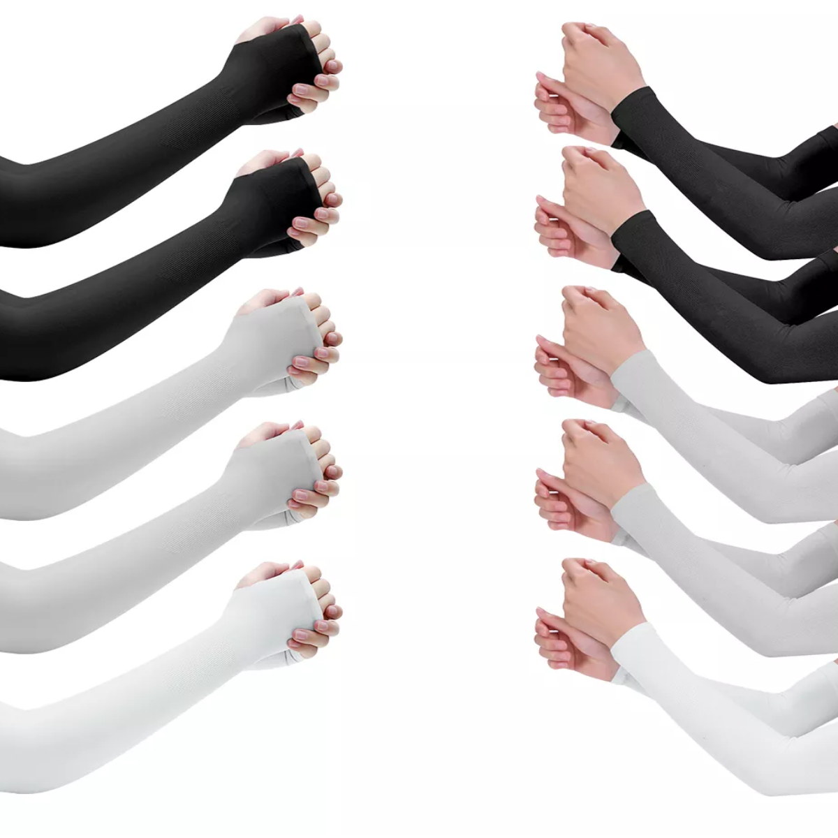 Mangas Protectoras Uv Para Brazos - 10 Pares Negro Gris Blanco