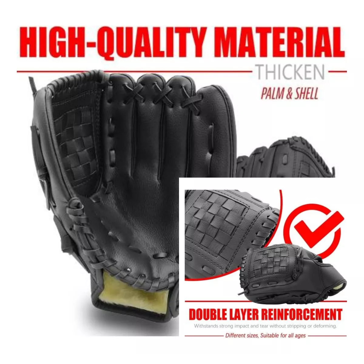 Guante Béisbol Para Entrenamiento  Adultos 12.5" Negro
