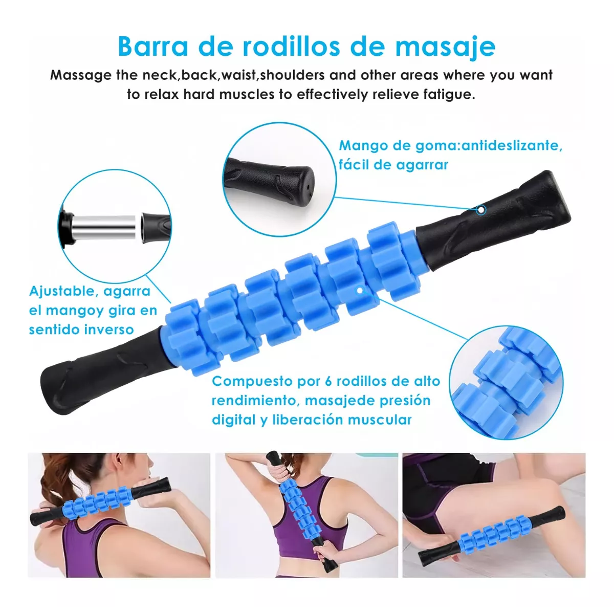 Rodillo Espuma Yoga Pilates Foam Roller Juego De Masaje 6pzs