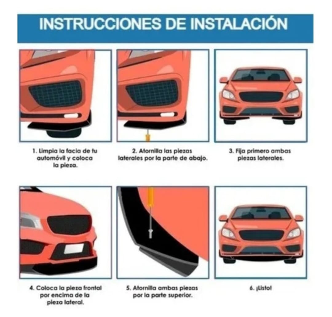 Lip Splitter Universal Plástico Facia Delantero 3 Piezas