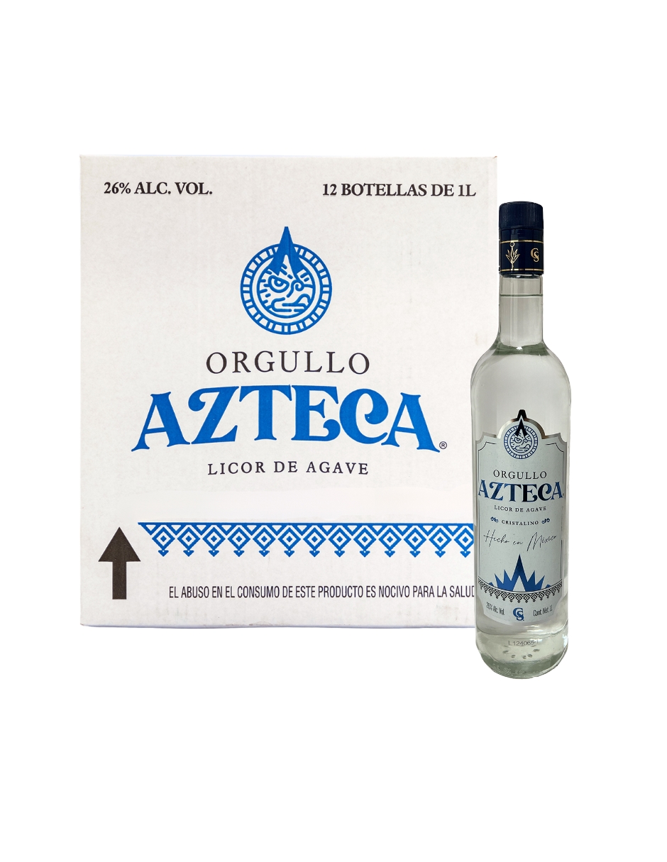 Caja Licor de Agave Orgullo Azteca Cristalino 1000 Ml