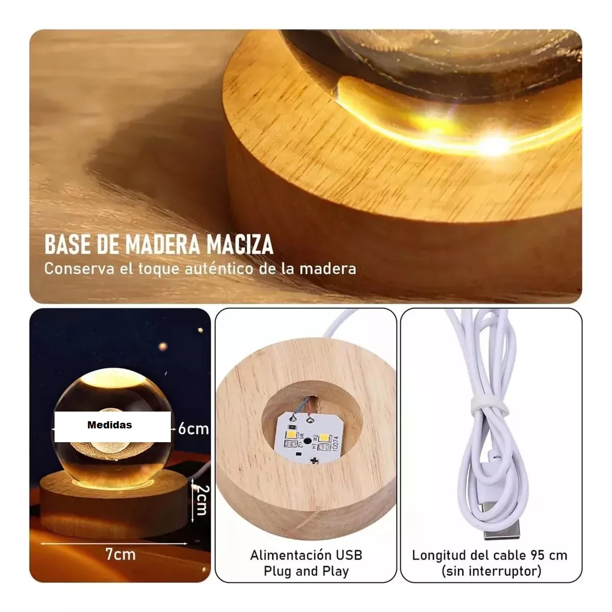 3d Bola De Cristal Lamparas De Escritorio Estructura Feliz cumpleaños