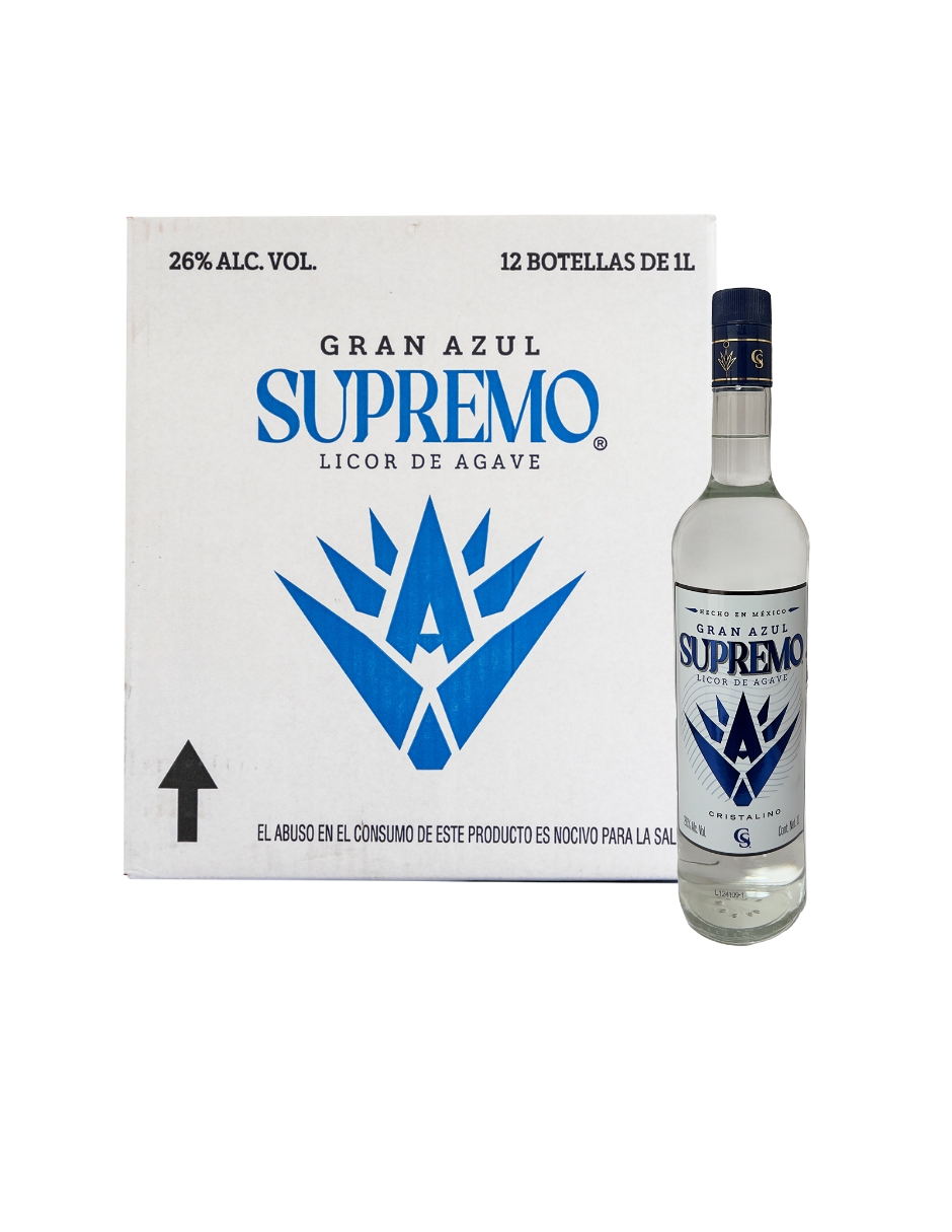 Caja Licor De Agave Gran Azul Supremo Cristalino 1000 Ml