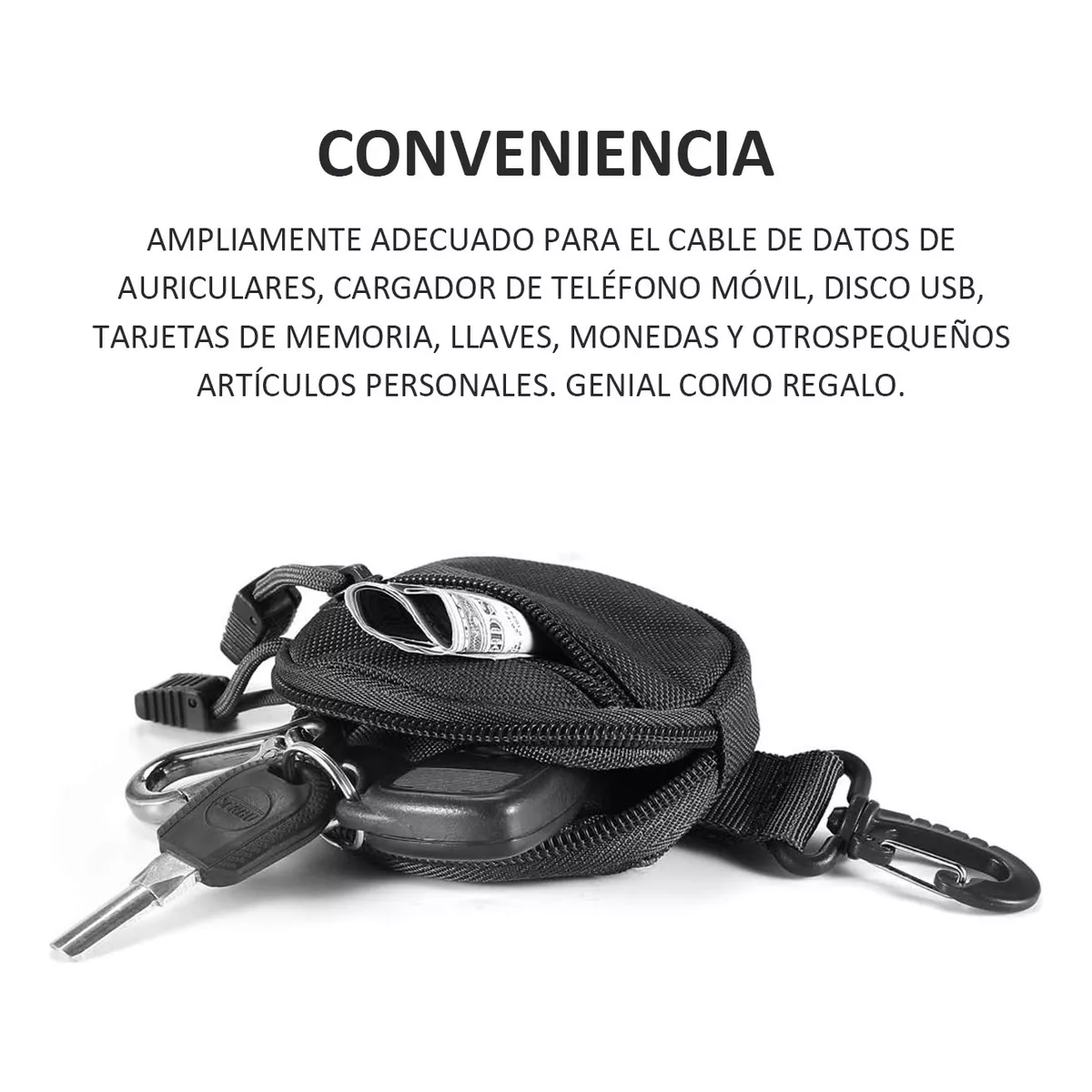 2 Pcs Pequeño Bolsas Colgantes Tácticos Multifunción Hombre Negro